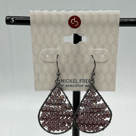 Dress Barn Antiqued Silver Mauve Seed Bead Tear Drop Earrings $16 ea or bundle 3 - Picture 3 of 7